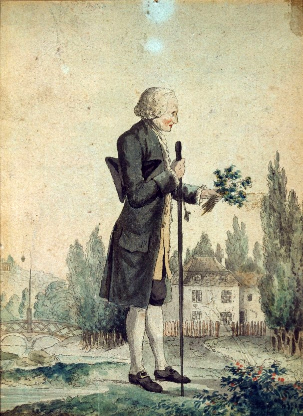 Rousseau dans ses jardins  Ermenonville. Domaine Public.